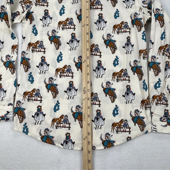 WRANGLER GIRLS L LONG SLEEVE COWGIRL BRONCO BUSTING WESTERN PEARL SNAP NWT - Picture 12 of 13